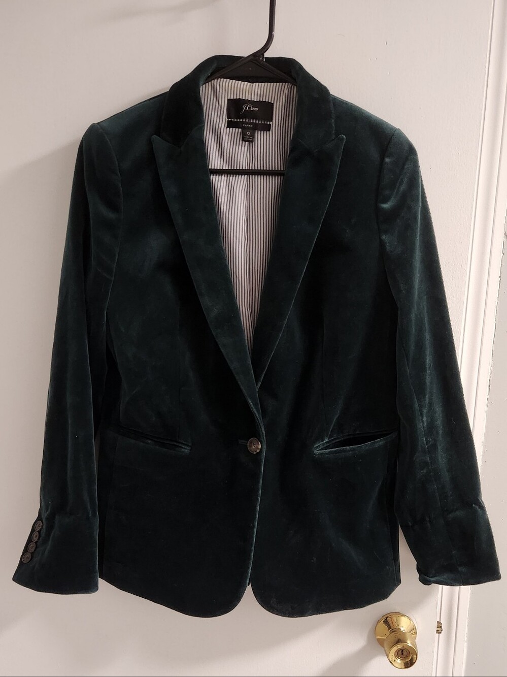 J.Crew Parke Velvet Blazer In Forest Green, Size 6